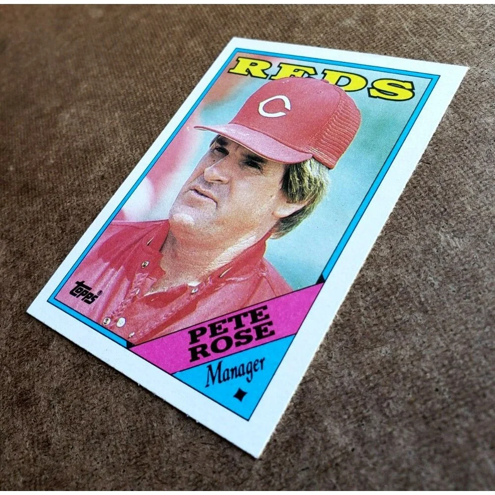Vintage 1988 Topps PETE ROSE CINCINNATI REDS TEAM CHECKLIST MLB Card 475 CORNERS